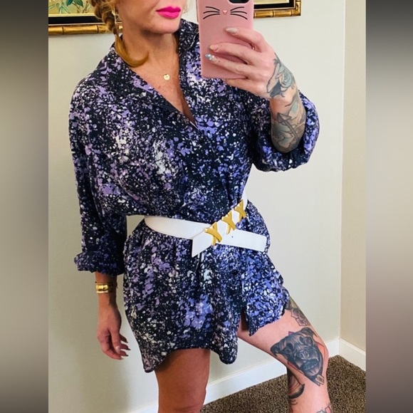 Vintage White Gold Detail Leather Belt - Picture 2 of 9